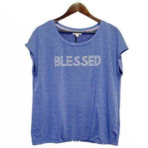 Jane and Delancey Anthropologie Women's S 'Blessed' Scoop String Hem Top Blue